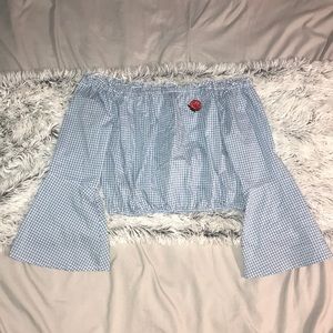 Checkered Crop Top With Rose